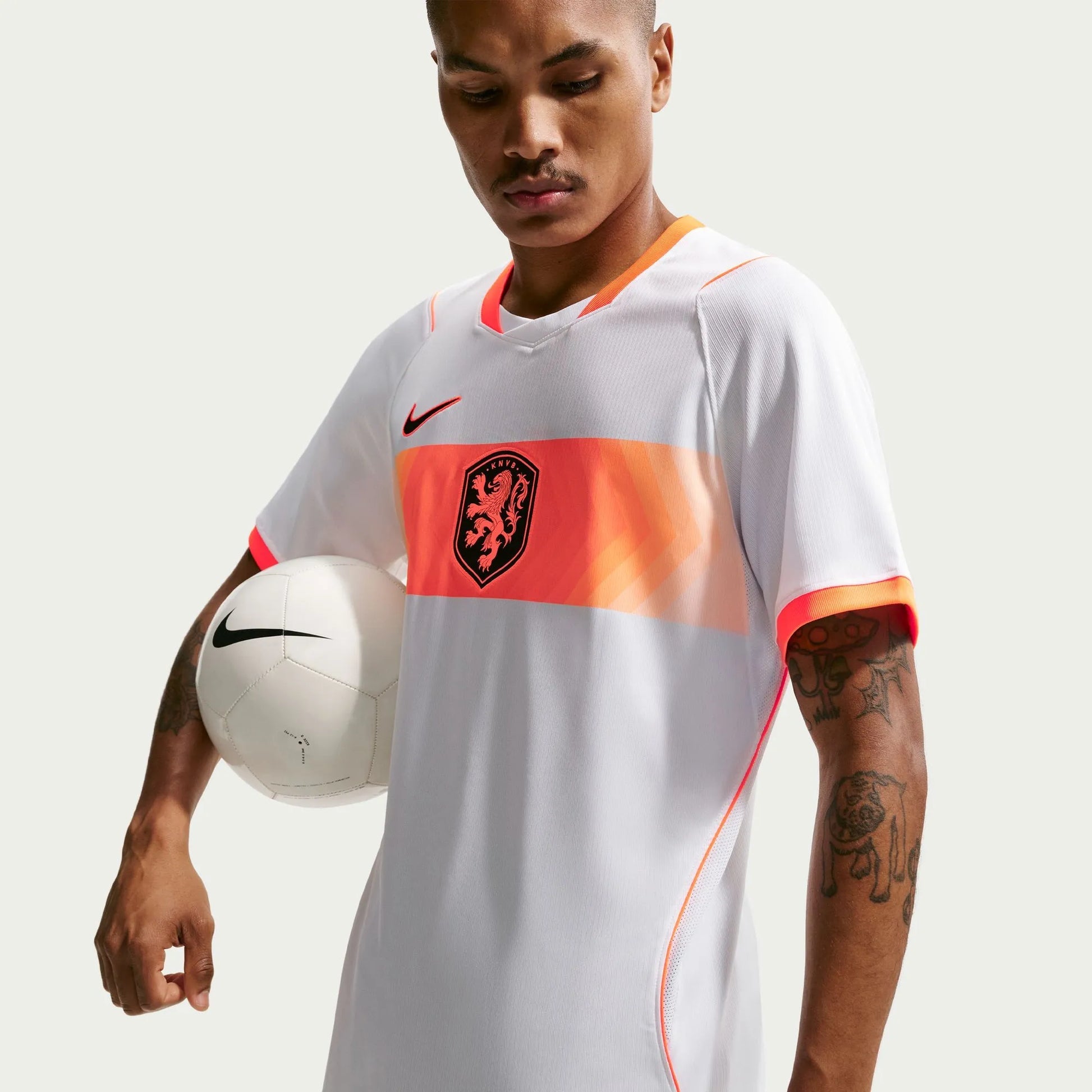 2026-27 Netherlands Men's Stadium Away Soccer Jersey White/Hyper Crimson/Black 