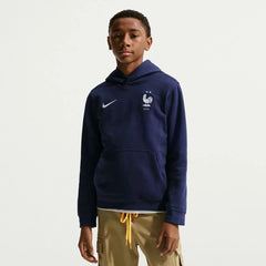 2026-27 France Youth Club Pullover Hoodie Blackened Blue/White 