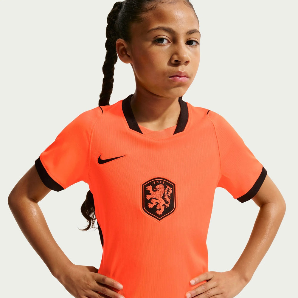 2026-27 Netherlands Youth Stadium Home Soccer Jersey Hyper Crimson/Black 
