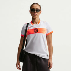 2026-27 Netherlands Women's Stadium Away Soccer Jersey White/Hyper Crimson/Black 