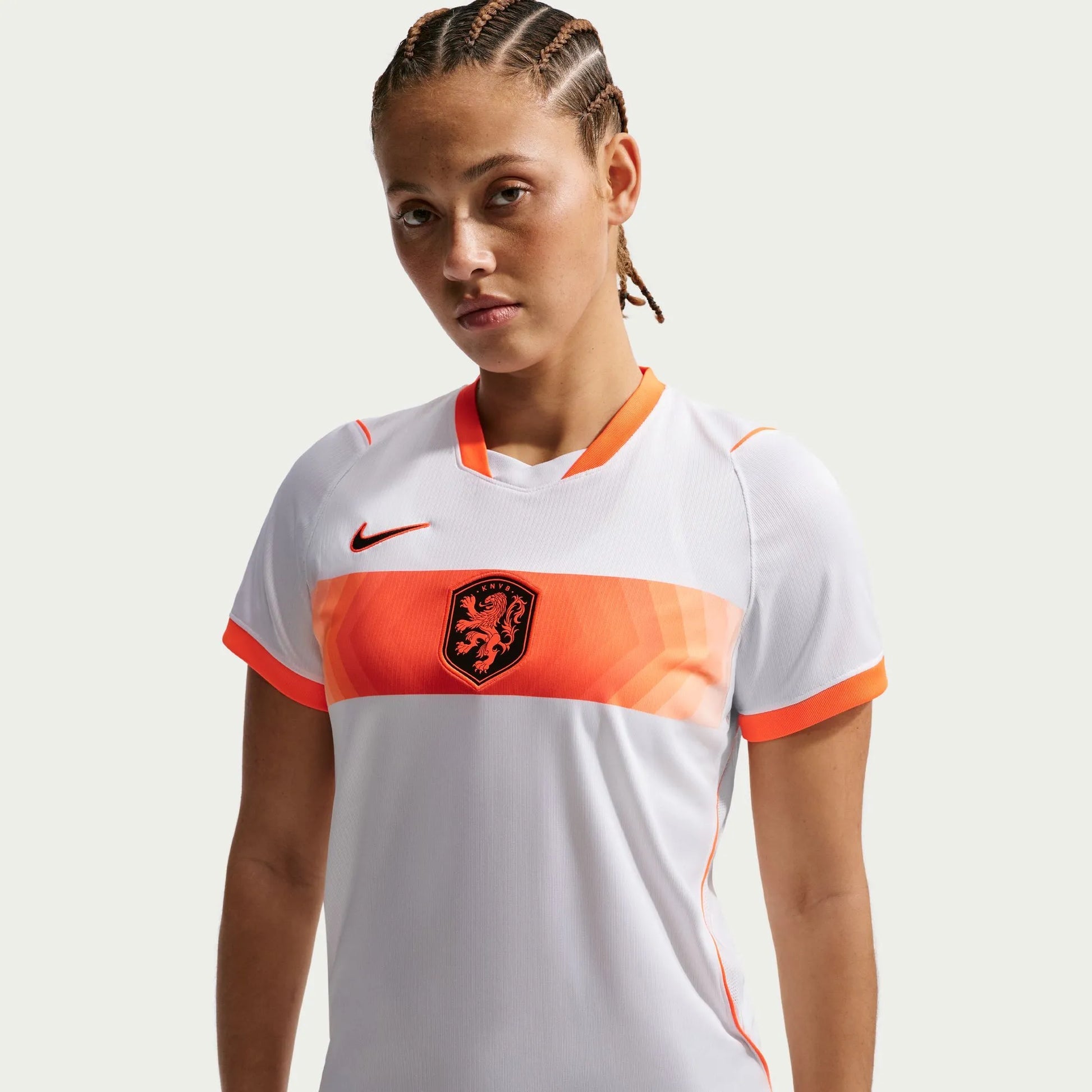 2026-27 Netherlands Women's Stadium Away Soccer Jersey White/Hyper Crimson/Black 