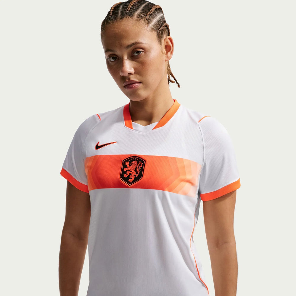 2026-27 Netherlands Women's Stadium Away Soccer Jersey White/Hyper Crimson/Black 