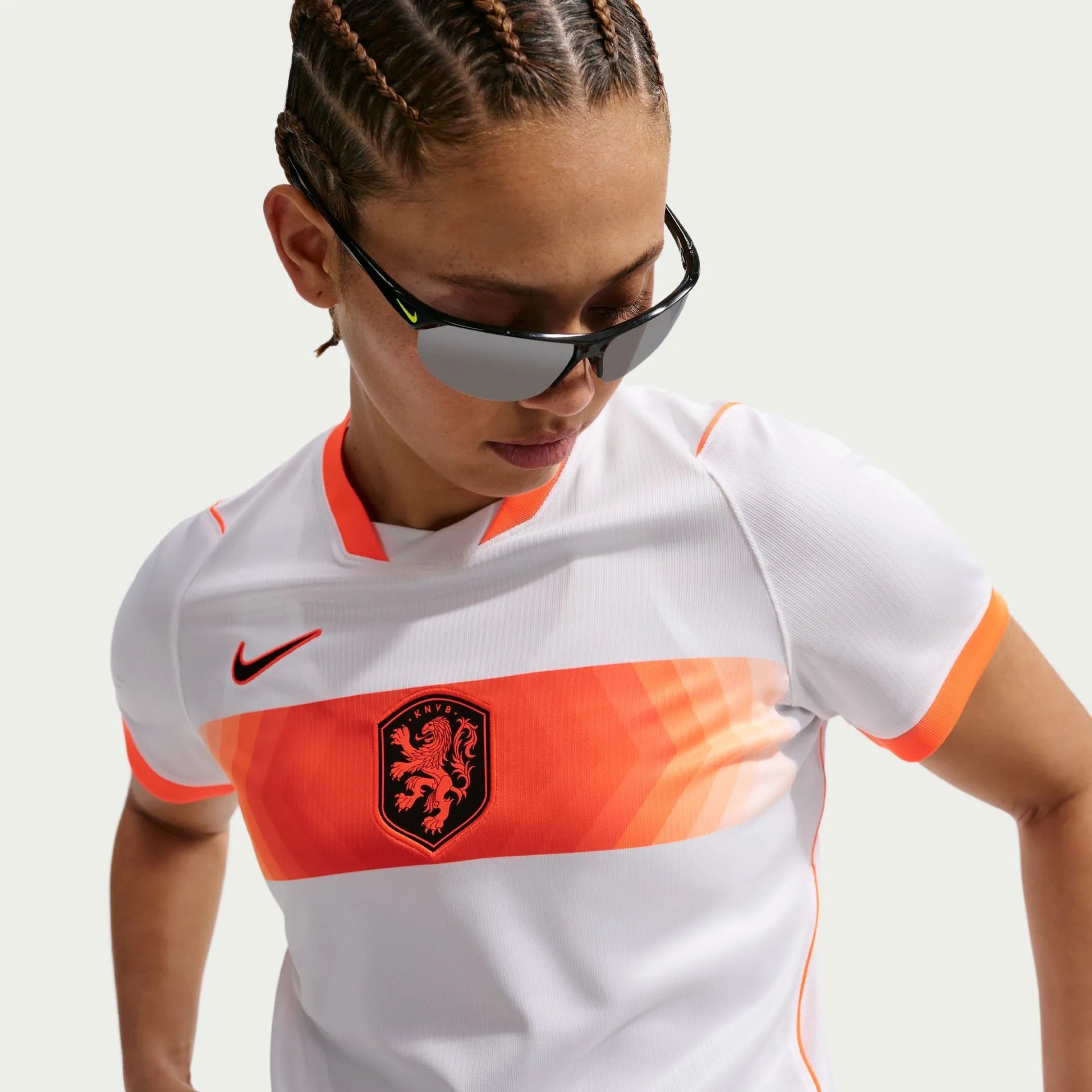 2026-27 Netherlands Women's Stadium Away Soccer Jersey White/Hyper Crimson/Black 