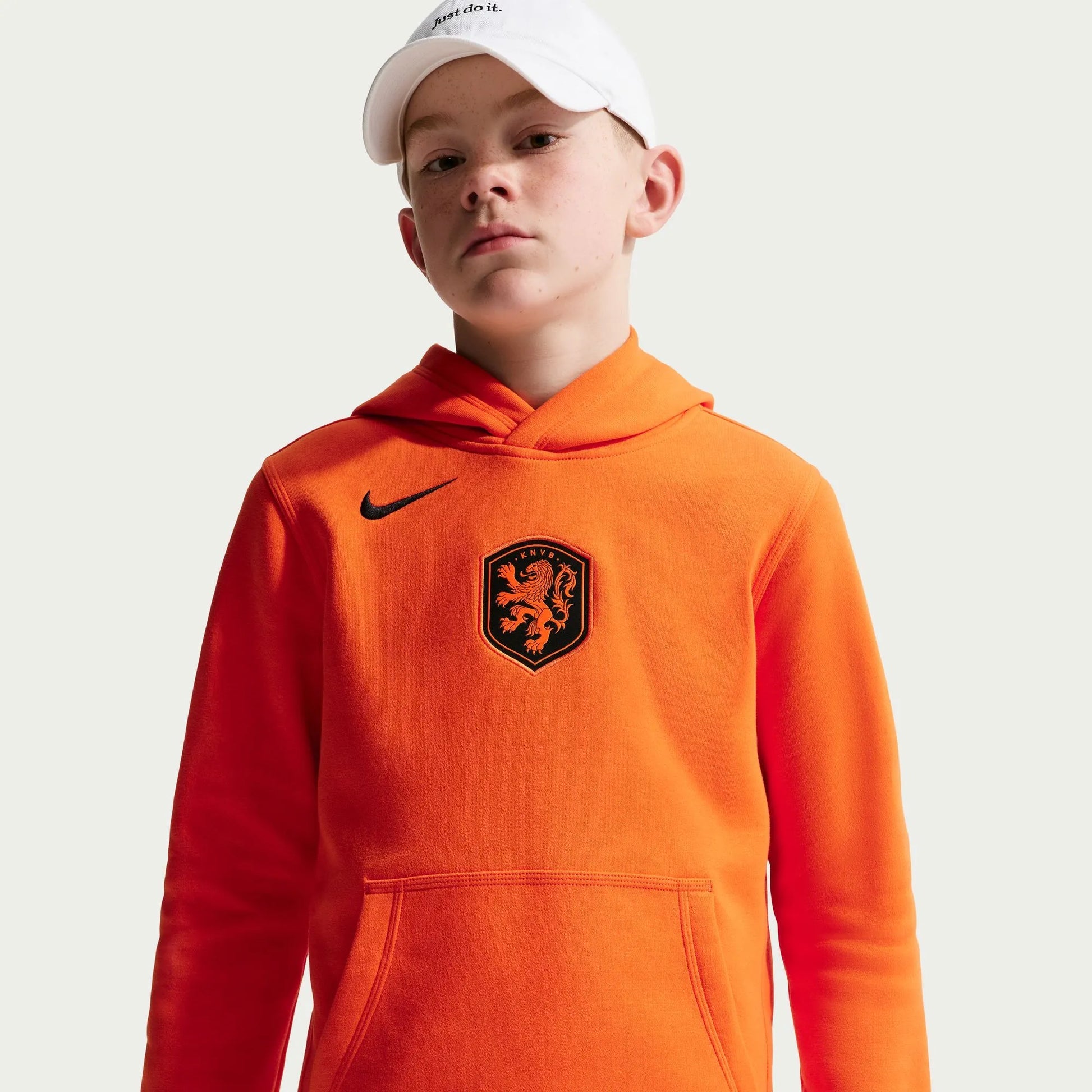 2026-27 Netherlands Youth Club Pullover Hoodie Safety Orange/Black 