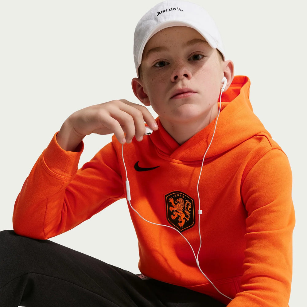2026-27 Netherlands Youth Club Pullover Hoodie Safety Orange/Black 