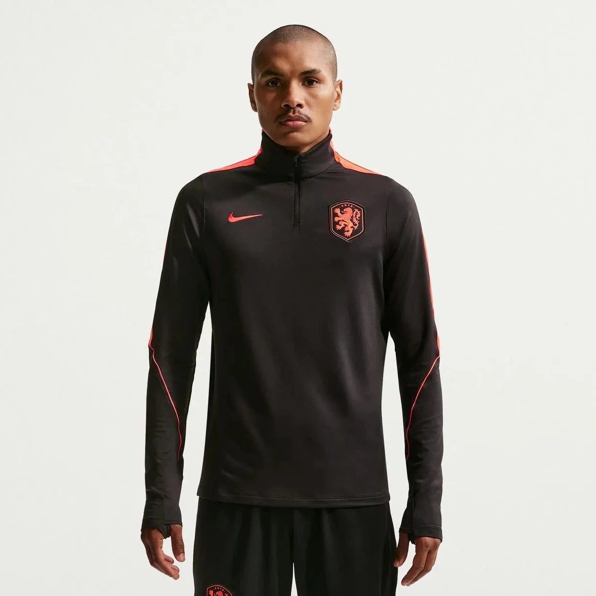 2026-27 Netherlands Men's Strike Drill Top Black/Hyper Crimson/Hyper Crimson 