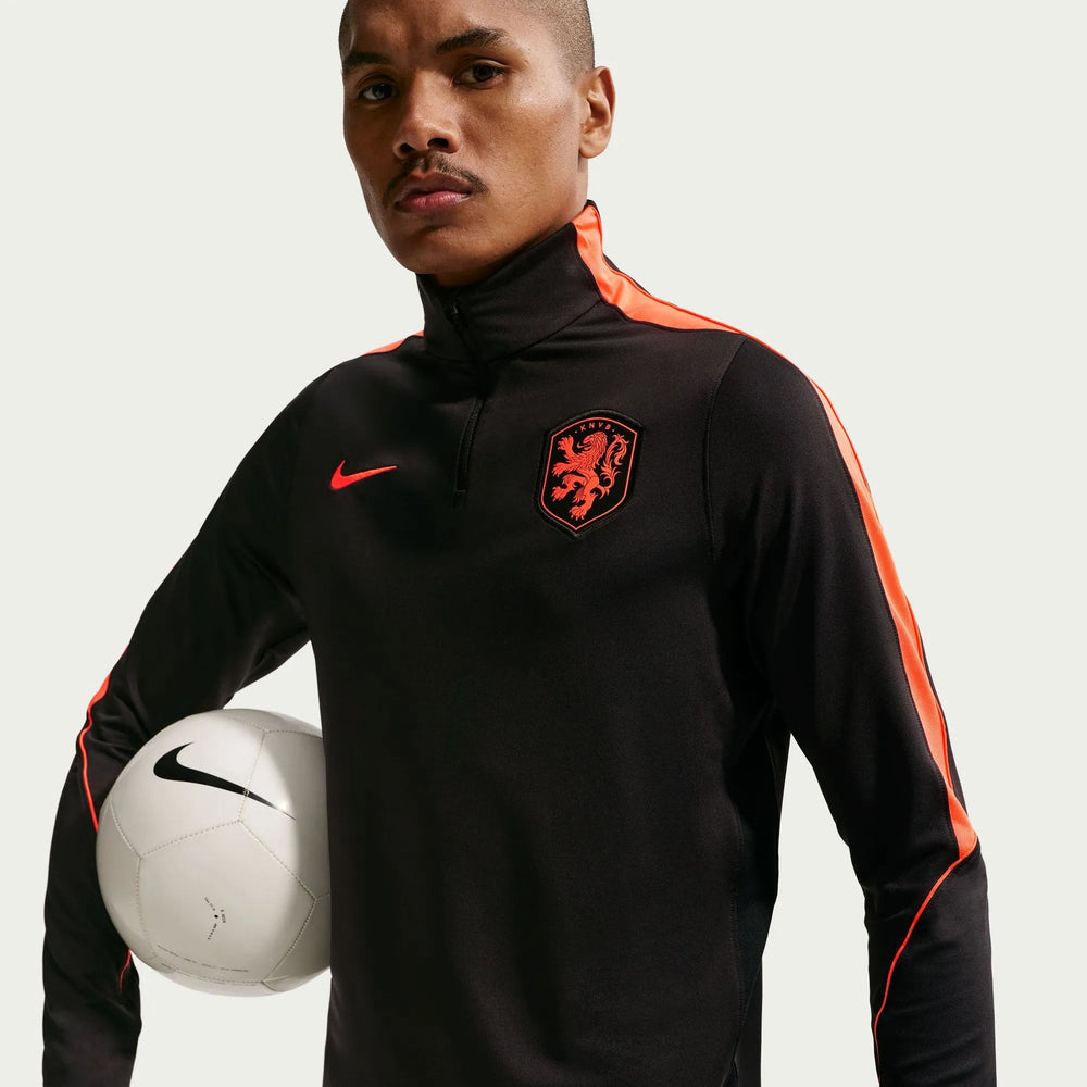 2026-27 Netherlands Men's Strike Drill Top Black/Hyper Crimson/Hyper Crimson 
