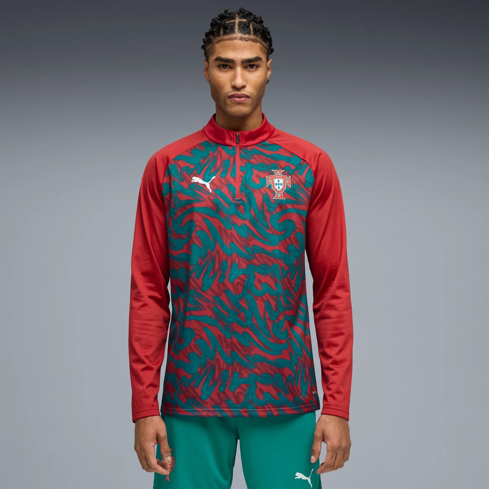 2026-27 Portugal Men's 1/4 Zip Pre-Match Top Club Red-Green Lagoon 