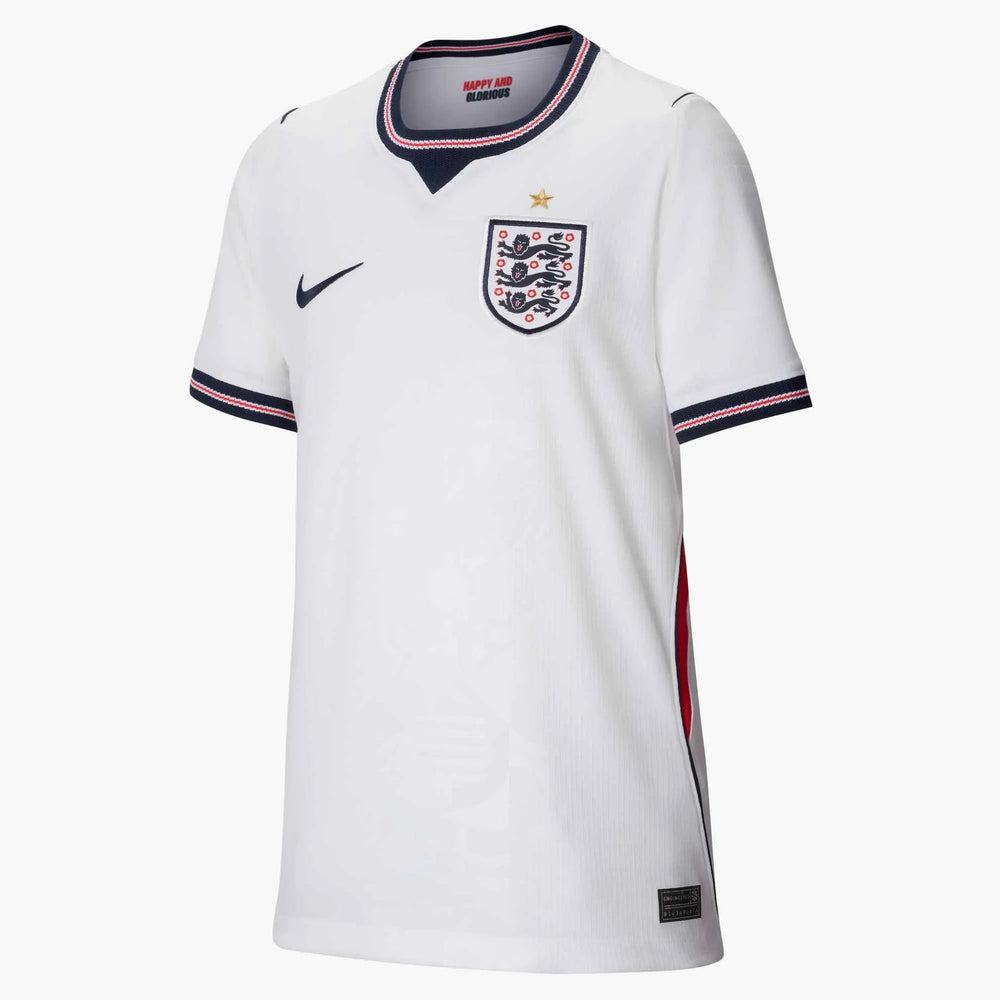 2026-27 England Youth Stadium Home Soccer Jersey White/Speed Red/Obsidian/Obsidian 