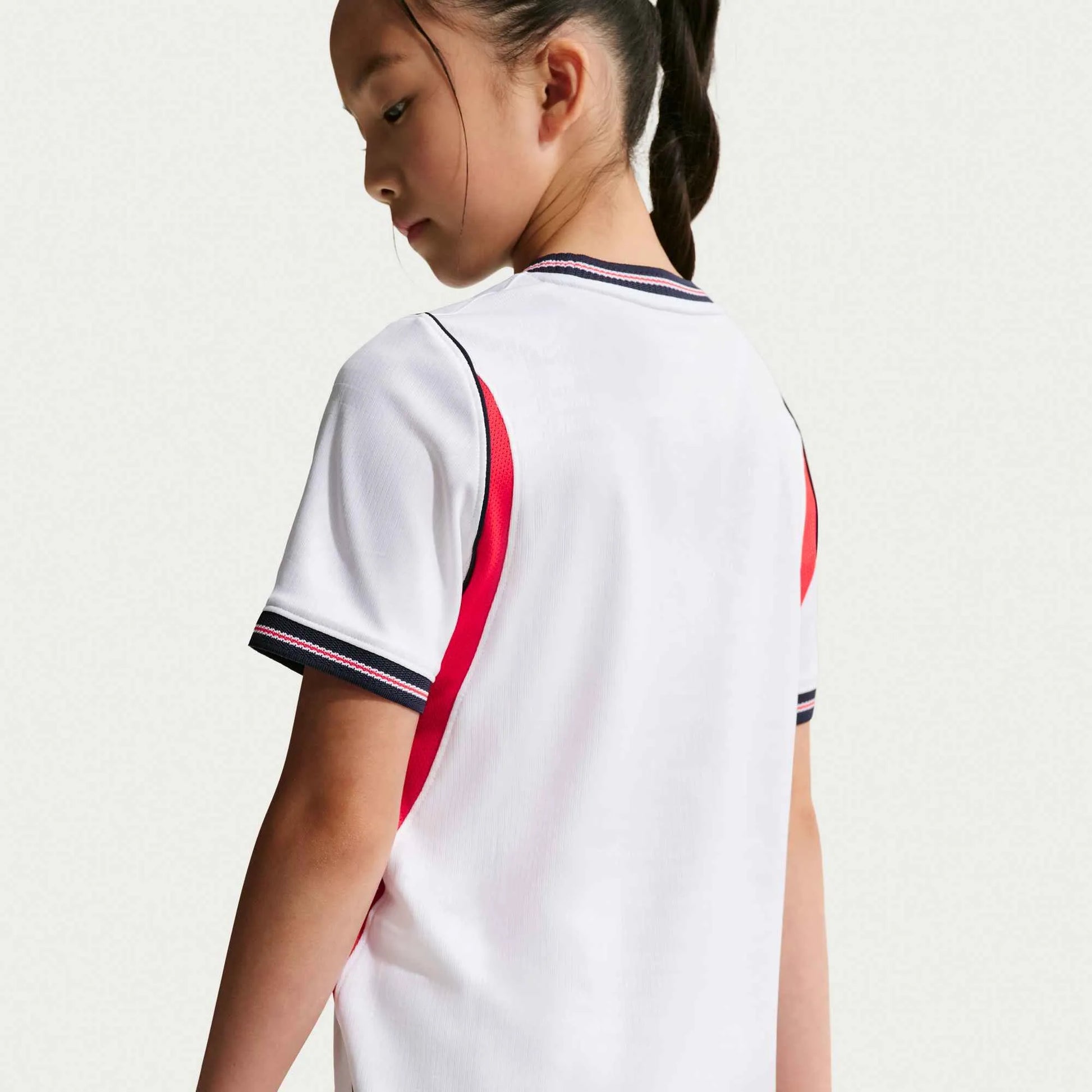 2026-27 England Youth Stadium Home Soccer Jersey White/Speed Red/Obsidian/Obsidian 