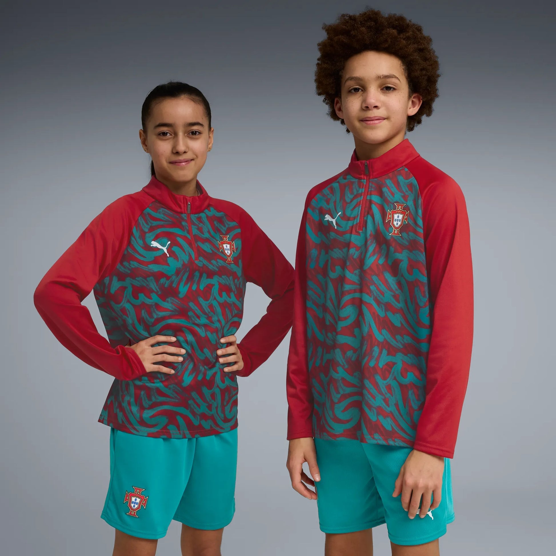 2026-27 Portugal Youth 1/4 Zip Pre-Match Top Club Red-Green Lagoon 