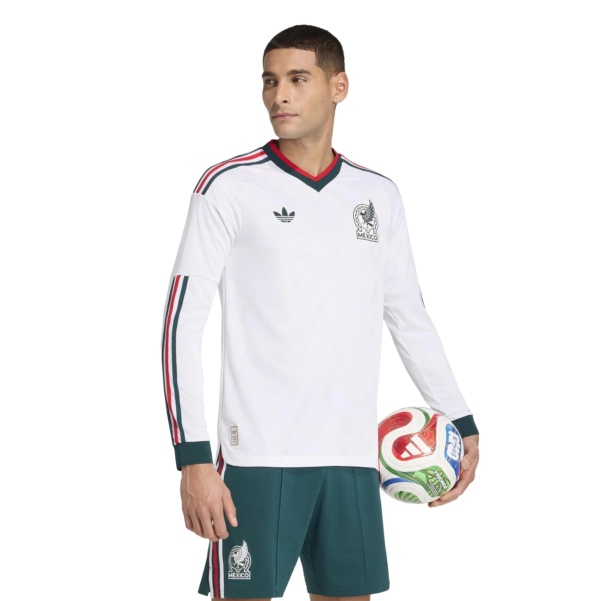 2026 Mexico Men's Authentic Away Long-Sleeve Soccer Jersey White 